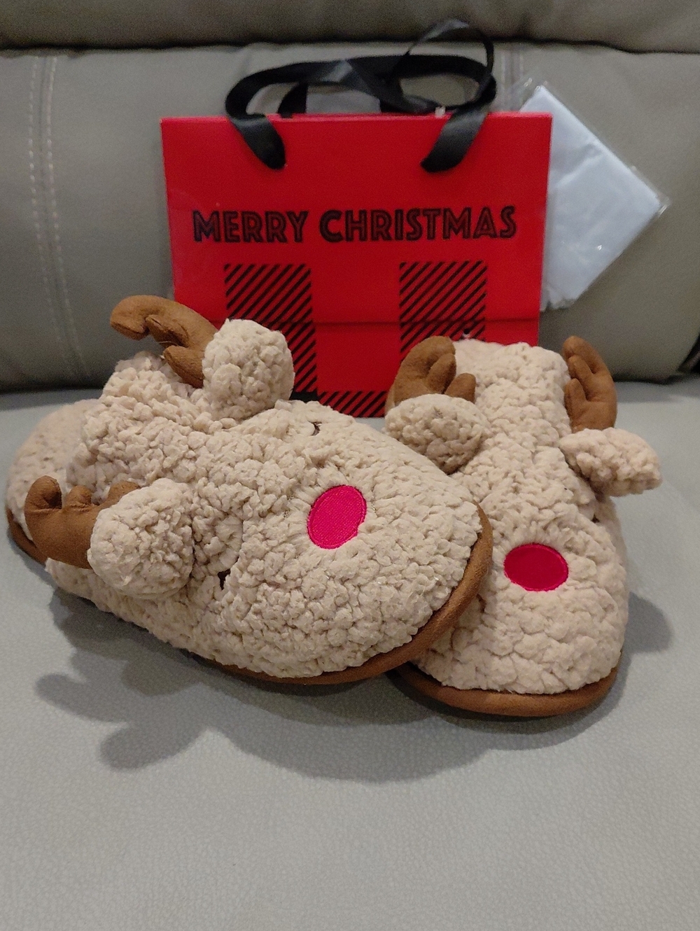 REINDEER SLIPPERS MENS SIZE 7/8 - Picture 5 of 6